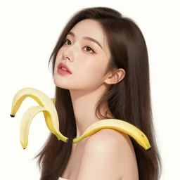 the portrait of an absurdly beautiful, graceful, elegant young woman made of bananas and petals looking up, an ultrafine detailed illustration by kim jung gi, irakli nadar, intricate linework, bright colors, octopath traveler, final fantasy, angular, unreal engine 5 highly rendered, global illumination, radiant light, detailed and intricate environment