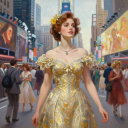 a beautiful realistic painting of adriana chechik in the 1 9 6 0 s new york times square celebration intricate, elegant, highly detailed, digital painting, artstation, concept art, by krenz cushart and artem demura and alphonse mucha