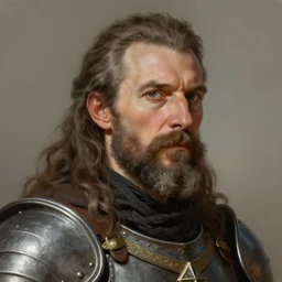 Portrait of a middle aged man with big sideburns, mutton chops, detailed face, medieval armor, fantasy, highly detailed, cinematic lighting, digital art painting by greg rutkowski