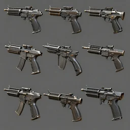 render concept art unreal engine new weapons all attachments development digital painting high detail sharp 4 k 8 k trending on artstation