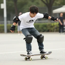 Alex Chen from Life is Strange True Colors riding a skateboard