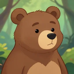beautiful detailed cute character design of a cartoon brown bear, tlk, tlk, in the style of'the jungle book'profile pic. deviantart adoptable, style of maple story and zootopia, portrait studio lighting by jessica rossier and brian froud in the style of disney'brother bear ', artstation deviantart alphonse mucha kodak bear