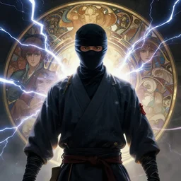 character concept, wide angle, symmetrical head - on centralized, young man with dark ninja clothes. detailed, high quality, dynamic lightning, fantasy, scenematic. artwork by artgerm, wlop, alex ross, greg rutknowski, alphonse mucha
