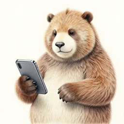 the heffalump holding a smartphone, detailed, color pencil art, nice drawing