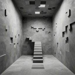 geometric, puzzle-like room, stairs leading to nowhere