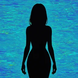 VHS glitch art of the silhouette of a woman, in the style of polygon1993