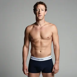 Photo of Mark Zuckerberg in swimsuit, soft studio lighting, photo taken by Terry Richardson for Calvin Klein, award-winning photograph, 24mm f/1.4