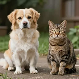 dog and cat and cat