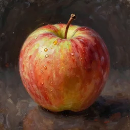 rotten apple portrait, oil painting