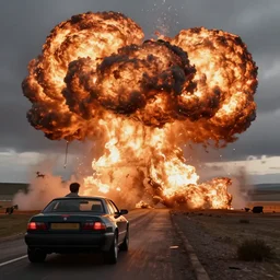 Richard hammond driving away from huge explosion
