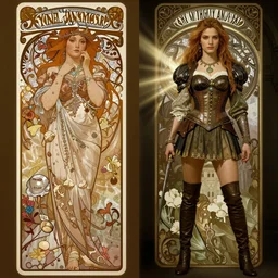 paintings of cinematic stills from the xena warrior princess and final fantasy x crossover, gothic and victorian and roman architecture, intricate jewelry, vests, corsets, kneehigh boots, ornate, filigree, bloom, rim lighting, cinematic lighting, god rays, by mucha, by bouguereau, artstation, cgsociety, rendered in octane.