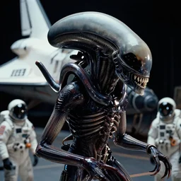 xenomorph, xenomorph, xenomorph, astronauts, space shuttle, apollo 1 1, the movie alien, high definition, grainy footage, close up