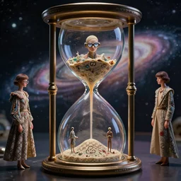 utopian Galaxy, Gucci raf simons fashion couture, intricately detailed tiny humanoid inside a hourglass in the style of Emiliano Ponzi and  Chris Ware, futuristic 1990s contemporary art, sci-fi,eye glass, inside view, humanoid pov, intricate artwork by Tooth Wu and wlop and beeple, octane render, trending on artstation, greg rutkowski very coherent symmetrical artwork, depth field, unreal engine, cinematic, hyper realism, high detail, octane cinema 4D render, A24 cinematography, 8k