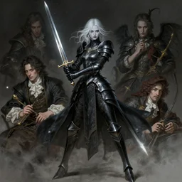 highly detailed image of a pale fantasy woman wearing obsidian armor and holding a mirror sword. art by donato giancola, eugene delacroix, ruan jia, carl larsson, peter mohrbacher. trending on artstation, intricate details, energetic composition, horror themed, golden ratio, concept art, illustration, elegant art, global illumination