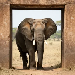 an elephant and a doorway