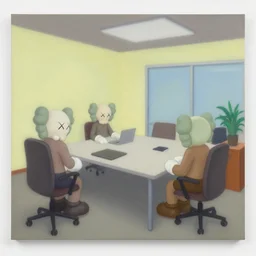 office room by shusei nagaoka, kaws, david rudnick, airbrush on canvas, pastell colours, cell shaded, 8 k