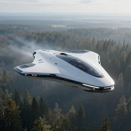 futuristic luxury medium - sized personal spaceship designed by apple flying above the tundra forest art by greg rutkowski and paul ozzimo, triangular design epic fantasy sci - fi volumetric light clear focus detailed unreal engine digital art trending on artstation deviantart octane render,