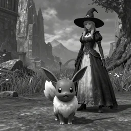 trailcam footage grayscale low saturation video game elden clay growlithe : murkrows reprisal star valley resident evil unreal engine mismagius mystery skyrim dungeon ultrahd resident eevee wearing bandanna standing in front of giratina, maidenless wearing witch hat pokemon nextgen