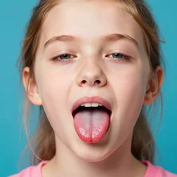 a colorful vibrant closeup portrait of a simple girl licking a tab of LSD acid on his tongue and dreaming psychedelic hallucinations, by kawase hasui, moebius, Edward Hopper and James Gilleard, Zdzislaw Beksinski, Steven Outram colorful flat surreal design, hd, 8k, artstation