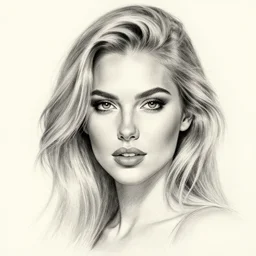 highly detailed pencil sketch portrait of a beautiful woman with blonde hair