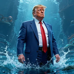 donald trump the god of water and the oceans, style artstation, style greg rutkowsk, octane render, unreal engine 6, epic game graphics, fantasy, ciberpunk, conceptual art, ray tracing