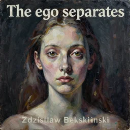 highly detailed oil on canvas artwork titled: 'The ego separates', Zdzisław Beksiński style, Zdzisław Beksiński form
