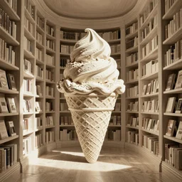 ice cream library, intricate illustration by tim doyle