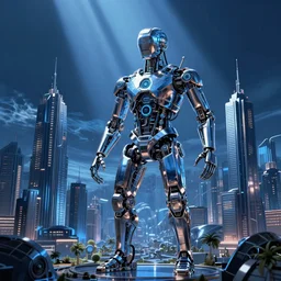 cybernetic wonderland, artstation, raytracing, unreal engine, blue