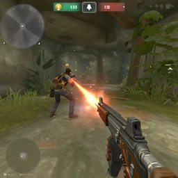 screenshot of a first person shooter game, in an underground garden, shootout