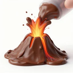 a volcano erupting but the lava is replaced with chocolate