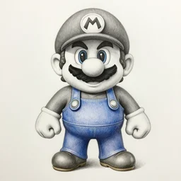 the witcher mario, pencil art on paper, highly detailed, looking defiantly at the camera, front!!, front look!!, mario face!!, mario body!!