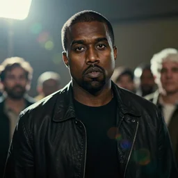 kanye west as saddam hussein, movie still, cinematic lighting, ray tracing, octane render, long lens, shallow depth of field, bokeh, anamorphic lens flare, 8 k, hyper detailed, 3 5 mm film grain