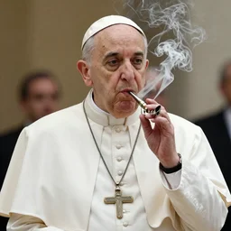 photo of the Pope smoking a bong, 50mm, beautiful photo