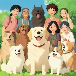 maximalist joyful dog, trending on pixiv fanbox, painted by makoto shinkai takashi takeuchi studio ghibli, akihiko yoshida, yoshitaka amano, wangechi mutu, clean cel shaded vector art. shutterstock. behance hd by lois van baarle, artgerm, helen huang, rossdraws, illustration