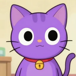purple cat cartoon anime