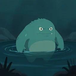 monster coming out of a dark lagoon:: by Martine Johanna and Simon Stålenhag and Chie Yoshii and Casey Weldon and Guillermo del toro :: dynamic, particulate, pastel colors, intricate, elegant, highly detailed, centered, artstation, smooth, sharp focus, octane render, 3d