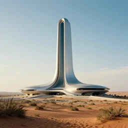 sci - fi building in a stunning landscape by syd mead