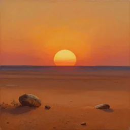 Impressionistic painting of a sunset on mars, ultra detailed