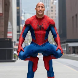 dwayne johnson entrances wearing spiderman costumes
