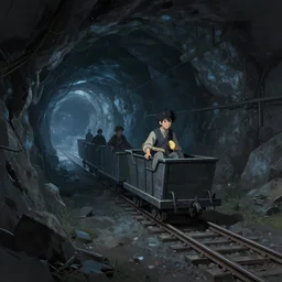 inside a dark claustrophobic mineshaft with minecart rails, a fantasy digital painting by makoto shinkai, greg rutkowski and james gurney, trending on artstation, highly detailed