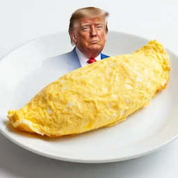 Donald Trump on an omelette, food photography