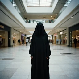 a cloaked figure in an abandoned shopping mall, by omar z. robles, canon eos c 3 0 0, ƒ 1. 8, 3 5 mm, 8 k, medium - format print