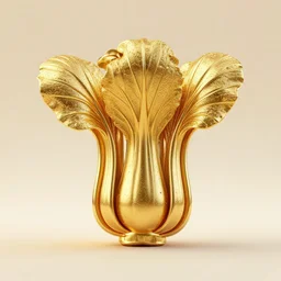 stylized gold golden bok choy symbol : : ornate, dynamic, particulate, intricate, elegant, highly detailed, centered, artstation, smooth, sharp focus, octane render, 3 d