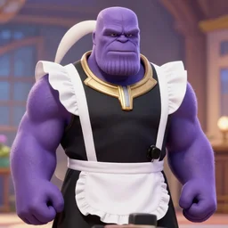 Screenshot of Thanos in a cute maid outfit