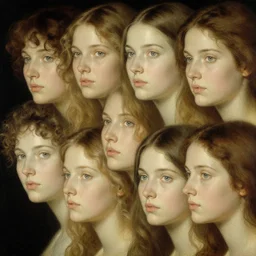 a lot of patterns morphing in a beautiful girls face, film still by kubrick, depicted by herbert james draper, arnold bocklin, john willaim godward, limited color palette, very intricate, highly detailed, lights by hopper, minimalist