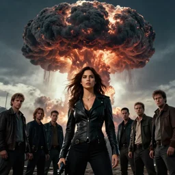 eva longoria in the scene from terminator movie, nuclear mushroom cloud in the background, ultra detailed, cgsociety by leesha hannigan, ross tran, thierry doizon, kai carpenter, ignacio fernandez rios, noir art house,