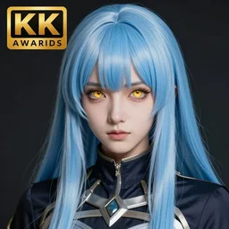 rimuru tempest playing go, with amber eyes of golden colored eyes, straight hair, sky blue hair, long bangs, high collar, concept art, award winning photography, digital painting, cinematic, wlop, 8 k, by ross tran, tom bagshaw, andy warhol