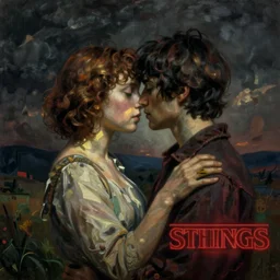 surrealism painting of love by stranger things