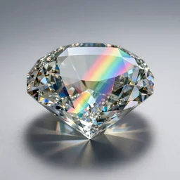 broken diamond reflecting rainbow, realistic