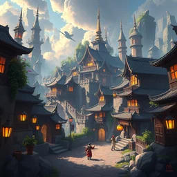 photo cartoon illustration comic manga painting of city environement : 6 fantasy environement, digital painting, volumetric lighting by feng zhu, 3 d alejandro alvarez alena aenami artworks in 4 k beeple, by thomas kinkade hearstone league of legends dofus overwatch